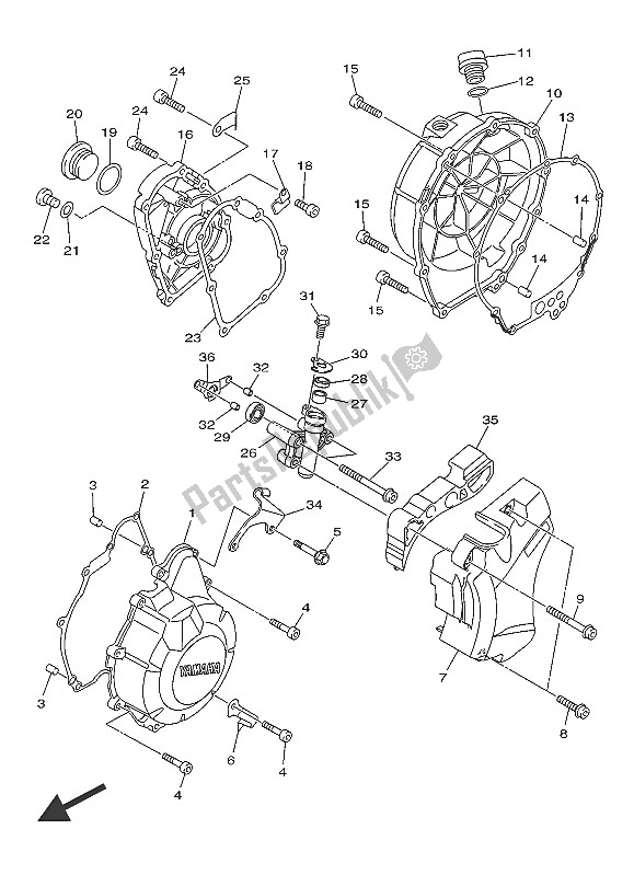 Alle onderdelen voor de Carterdeksel 1 van de Yamaha XJ6 SA 600 2016