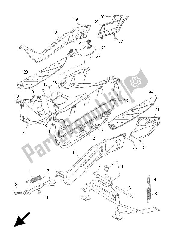 Todas las partes para Soporte Y Reposapiés de Yamaha YP 250R X MAX Black 2009