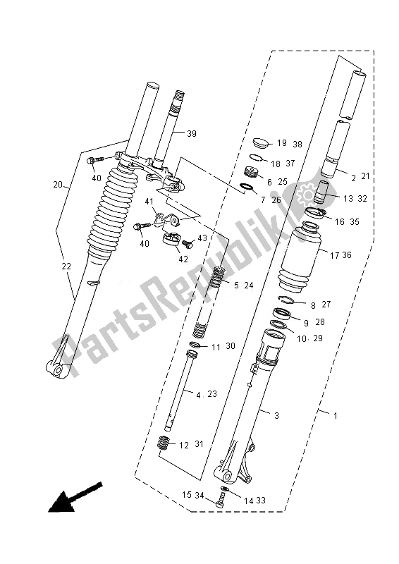 Toutes les pièces pour le Fourche Avant du Yamaha TT R 125 LW 2013