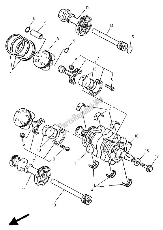 All parts for the Crankshaft & Piston of the Yamaha TDM 850 1995