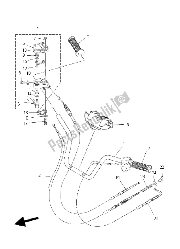 All parts for the Steering Handle & Cable of the Yamaha YFM 350 BA Bruin 2X4 2005