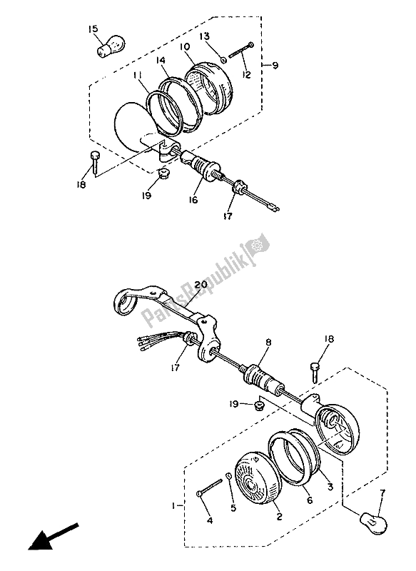Tutte le parti per il Luce Lampeggiante del Yamaha XV 1000 Virago 1986
