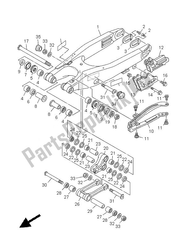 Todas las partes para Brazo Trasero de Yamaha YZ 125 2013