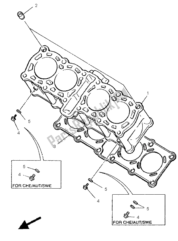 Todas as partes de Cilindro do Yamaha FZR 600R 1995