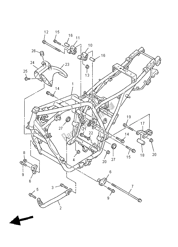 All parts for the Frame of the Yamaha XJR 1300 2004