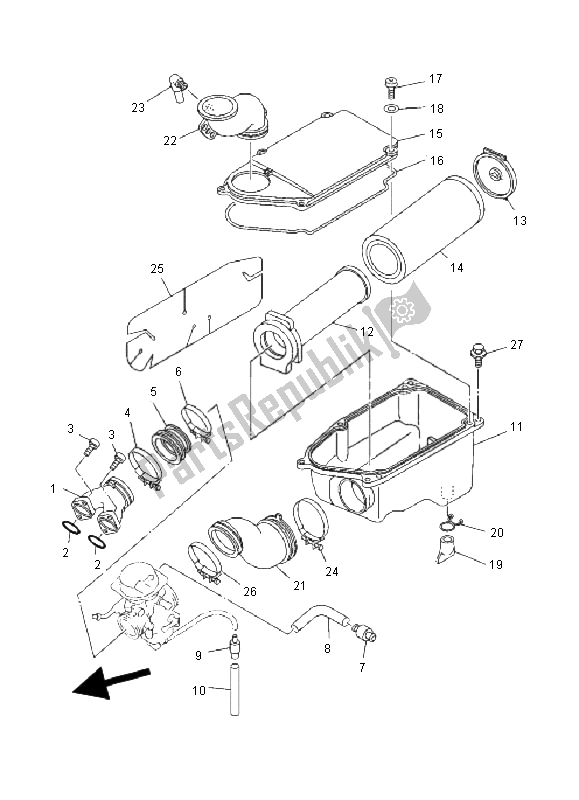 All parts for the Intake of the Yamaha YFM 600F Grizzly 4X4 2000