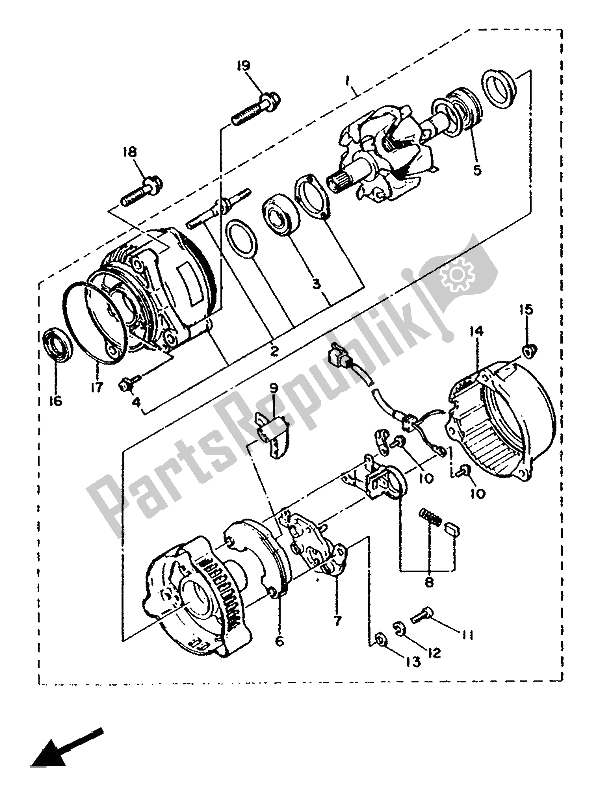 Toutes les pièces pour le Générateur du Yamaha FZX 750 1988