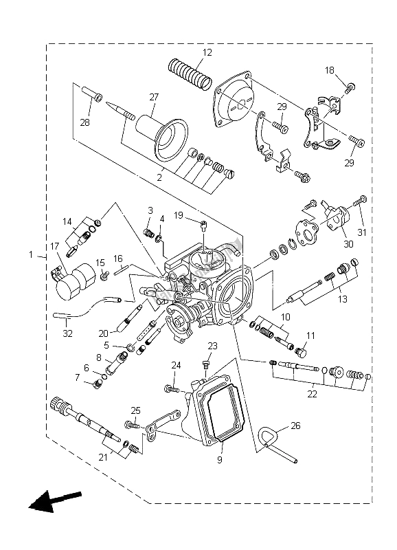 Alle onderdelen voor de Carburator van de Yamaha XVS 250 2004