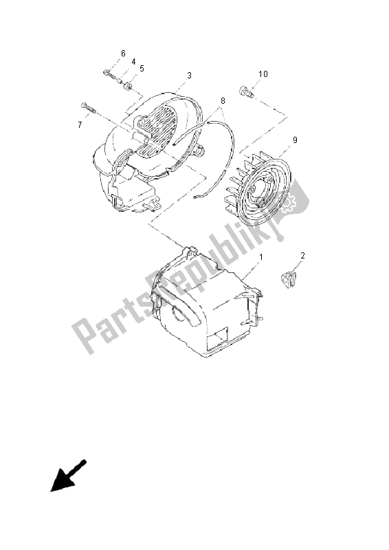 All parts for the Air Shroud & Fan of the Yamaha YH 50 WHY 2005