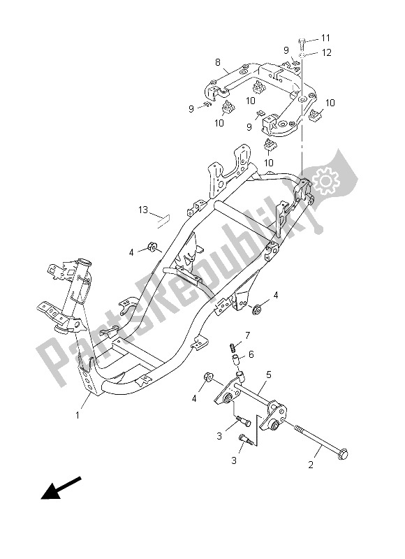 All parts for the Frame of the Yamaha YN 50 2015