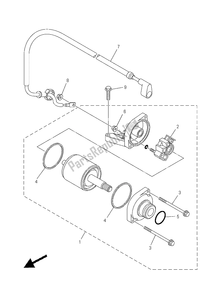 All parts for the Starting Motor of the Yamaha YFZ 450R 2015