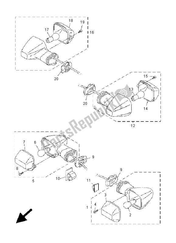 All parts for the Flasher Light of the Yamaha FZS 1000 Fazer 2001