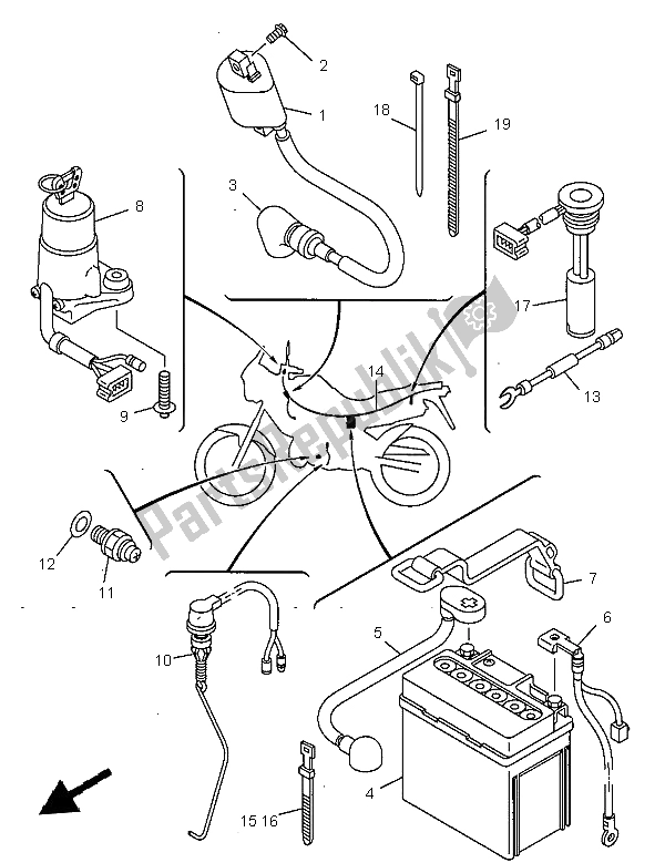 All parts for the Electrical 1 of the Yamaha TDR 125 1997