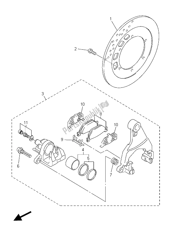 All parts for the Rear Brake Caliper of the Yamaha FJR 1300 AE 2015