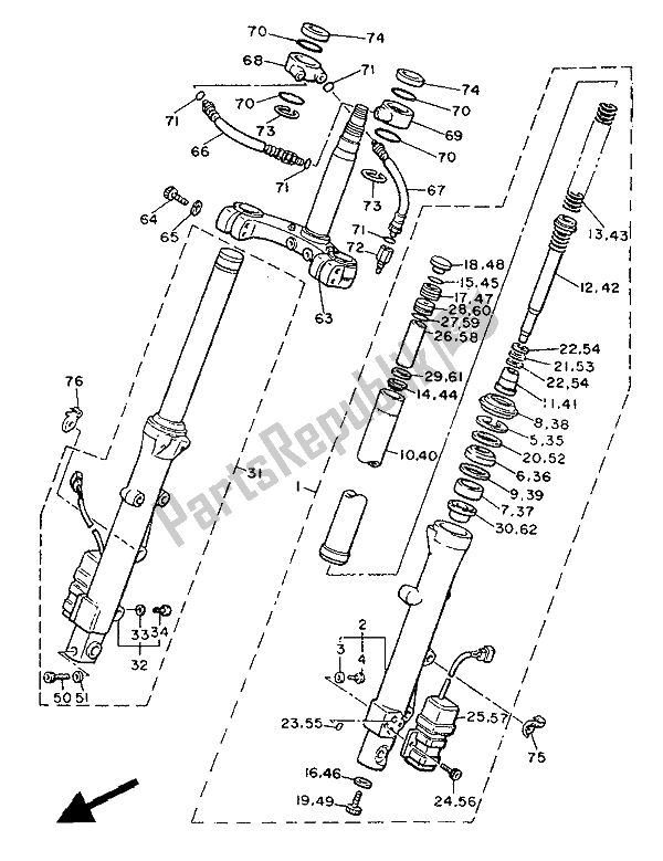 Tutte le parti per il Forcella Anteriore del Yamaha XVZ 13 TD Venture Royal 1300 1989
