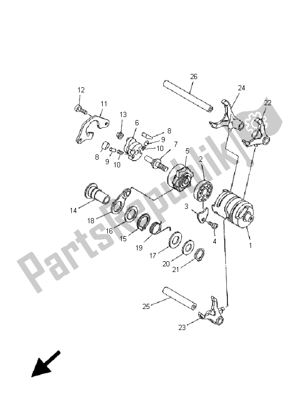 Wszystkie części do Krzywka Zmiany Biegów I Widelec Yamaha TZ 250 2001