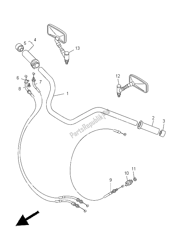 All parts for the Steering Handle & Cable of the Yamaha XVS 650A Dragstar Classic 1999