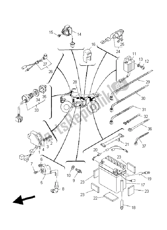 All parts for the Electrical 1 of the Yamaha YFM 80 Grizzly 2006