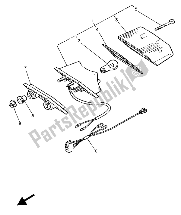 All parts for the Taillight of the Yamaha XT 600K 1993