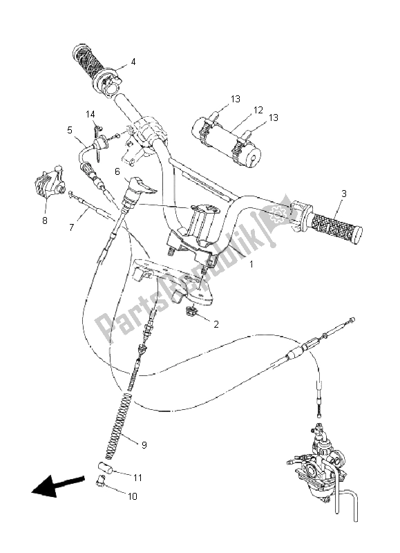 Todas las partes para Manija De Dirección Y Cable de Yamaha TT R 50E 2008