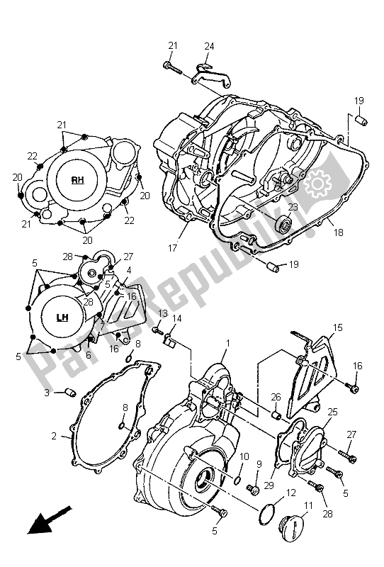 Wszystkie części do Pokrywa Skrzyni Korbowej 1 Yamaha XT 600E 1997