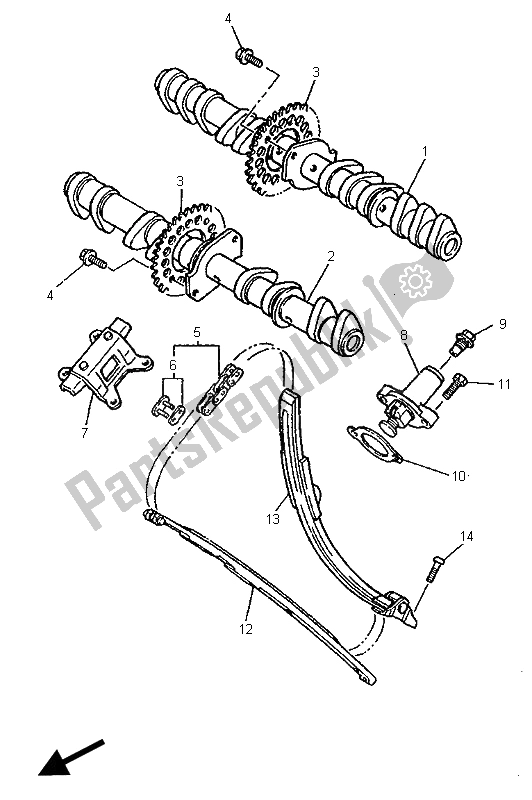 Toutes les pièces pour le Arbre à Cames Et Chaîne du Yamaha YZF 750 SP 1996