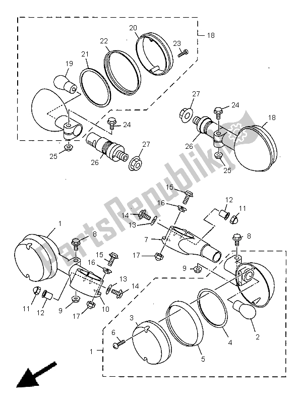 Todas las partes para Luz Intermitente de Yamaha XVS 1100 Dragstar 1999