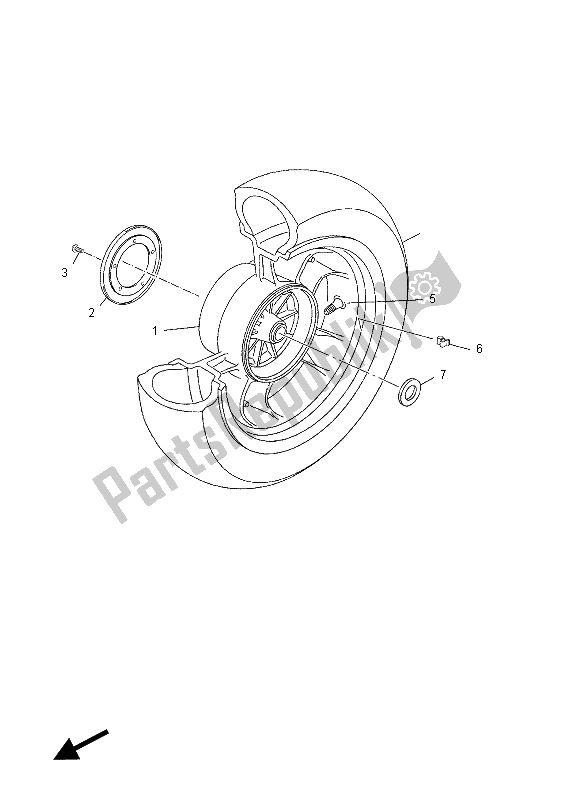 All parts for the Rear Wheel of the Yamaha YP 250 RA X MAX 2012