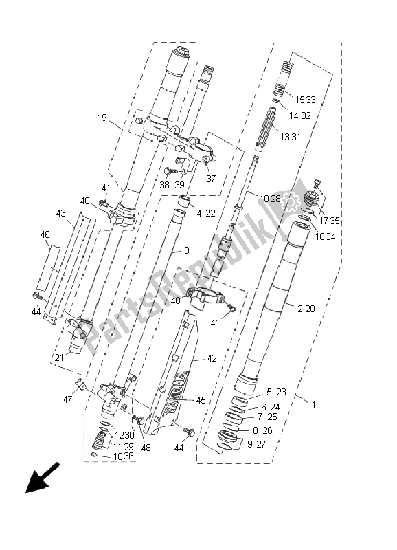 Wszystkie części do Przedni Widelec Yamaha YZ 80 SW LW 2001