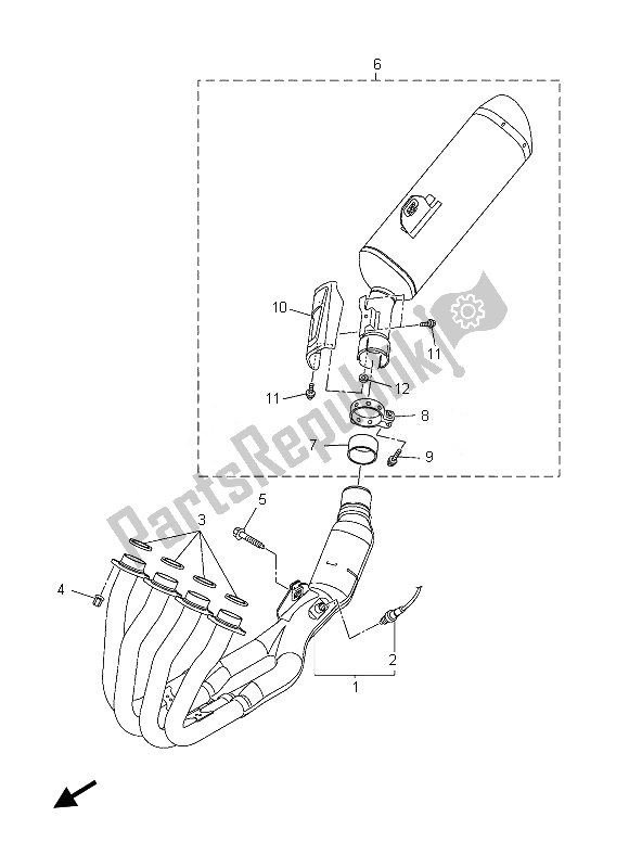 All parts for the Exhaust of the Yamaha FZ8 S 800 2013