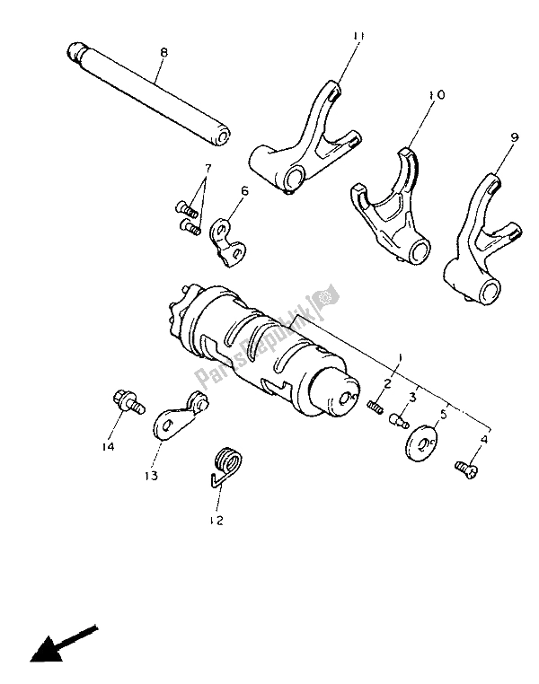 Toutes les pièces pour le Came Et Fourchette De Changement De Vitesse du Yamaha FJ 1200 1988