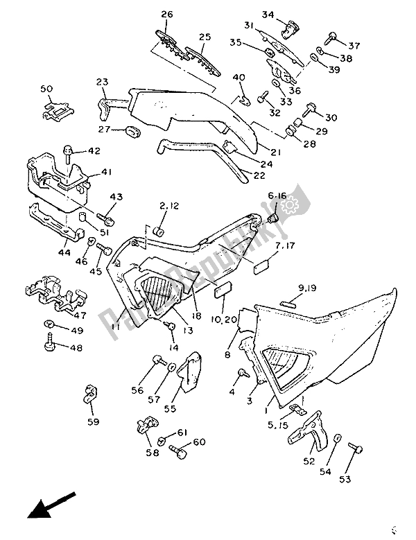 Toutes les pièces pour le Couvercle Latéral Et Réservoir D'huile du Yamaha XVZ 12 TD Venture Royal 1300 1988