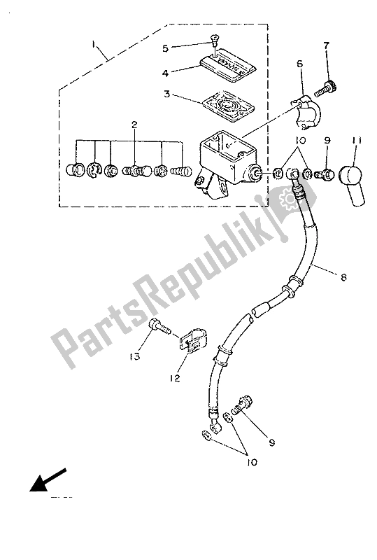 All parts for the Front Master Cylinder of the Yamaha TZR 250 1987