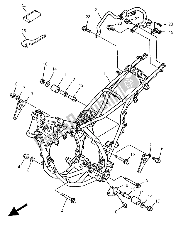 All parts for the Frame of the Yamaha DT 125R 1997