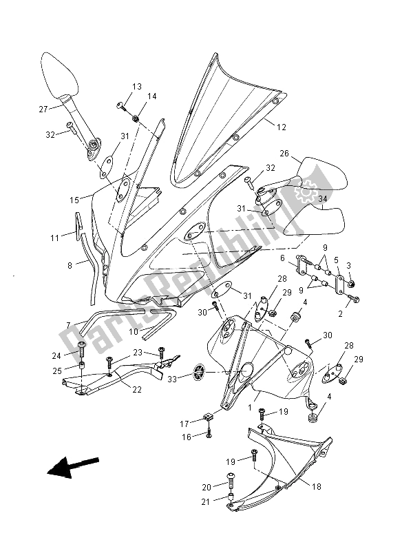 Tutte le parti per il Cowling 2 del Yamaha YZF R 125 2008