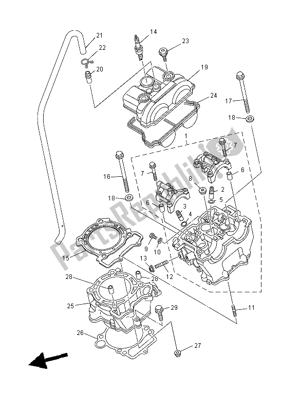 All parts for the Cylinder of the Yamaha YZ 250F 2008