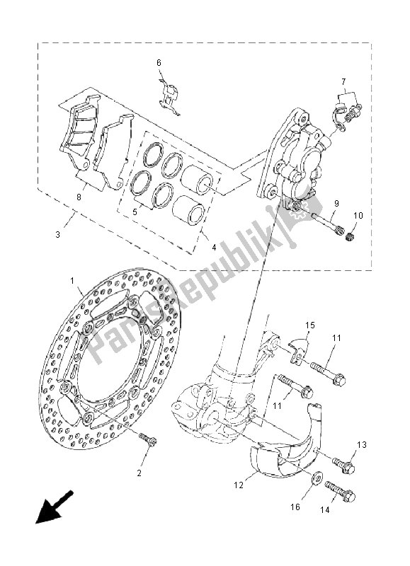 Wszystkie części do Zacisk Hamulca Przedniego Yamaha WR 250F 2001