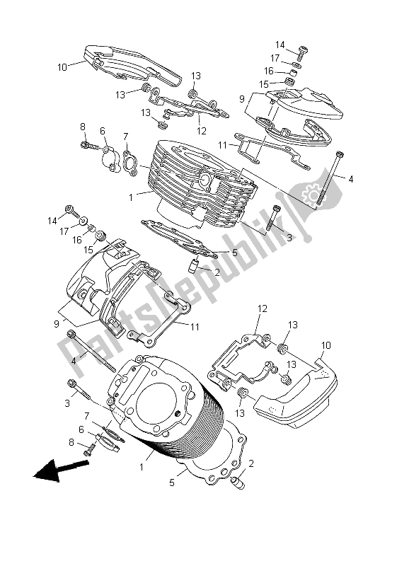 All parts for the Cylinder of the Yamaha XVS 1100 Dragstar 2002