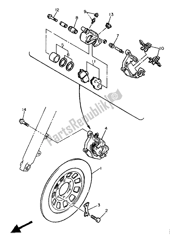 Tutte le parti per il Pinza Freno Anteriore del Yamaha XV 535 SE Virago 1988