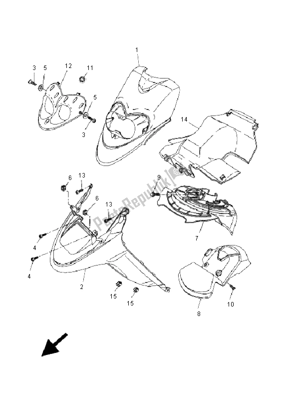 All parts for the Front Fender of the Yamaha CW 50 RS BWS 2009