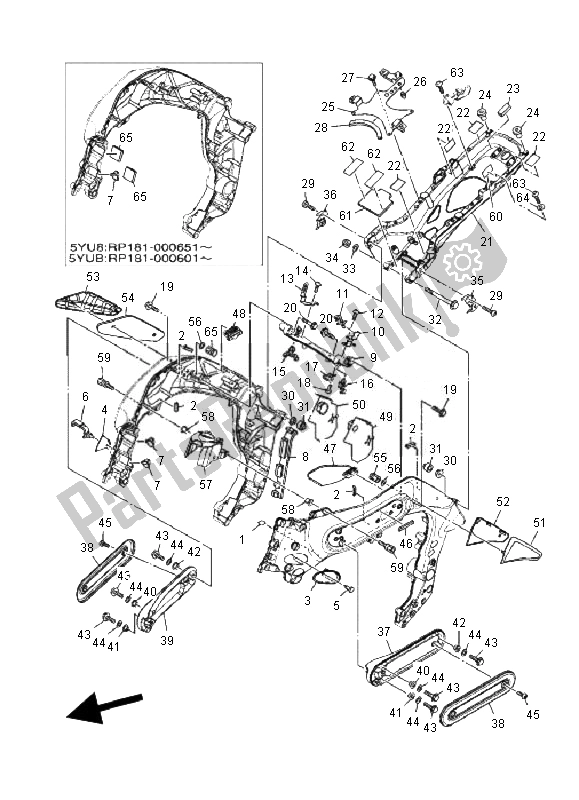 All parts for the Frame 2 of the Yamaha MT 01 1670 2007