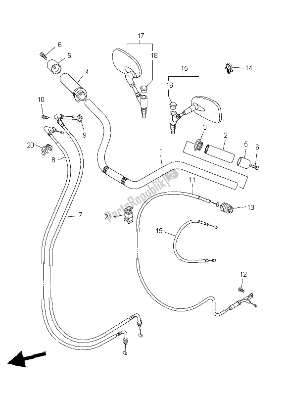 Todas as partes de Manivela E Cabo De Direção do Yamaha XVS 125 Dragstar 2004
