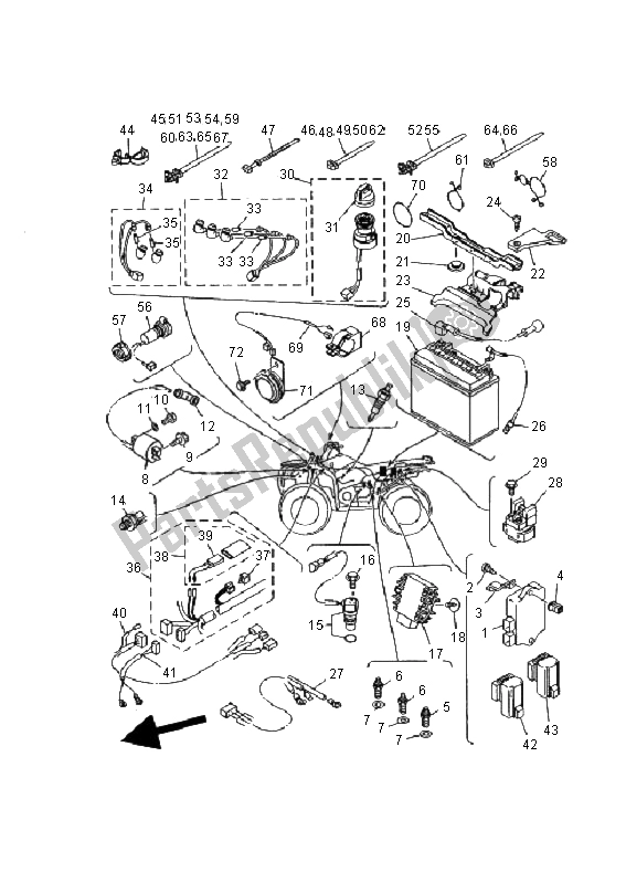 All parts for the Electrical 1 of the Yamaha YFM 400 FA Kodiak 4X4 Manual 2000