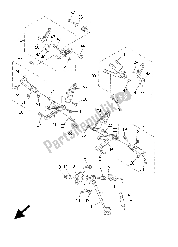 Toutes les pièces pour le Support Et Repose-pieds du Yamaha YZF R1 1000 2001