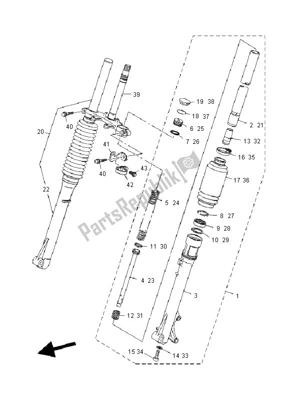 Toutes les pièces pour le Fourche Avant du Yamaha TT R 125 SW LW 2008