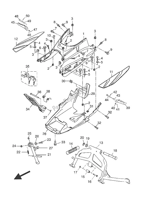 Todas las partes para Soporte Y Reposapiés de Yamaha YP 125R 2016