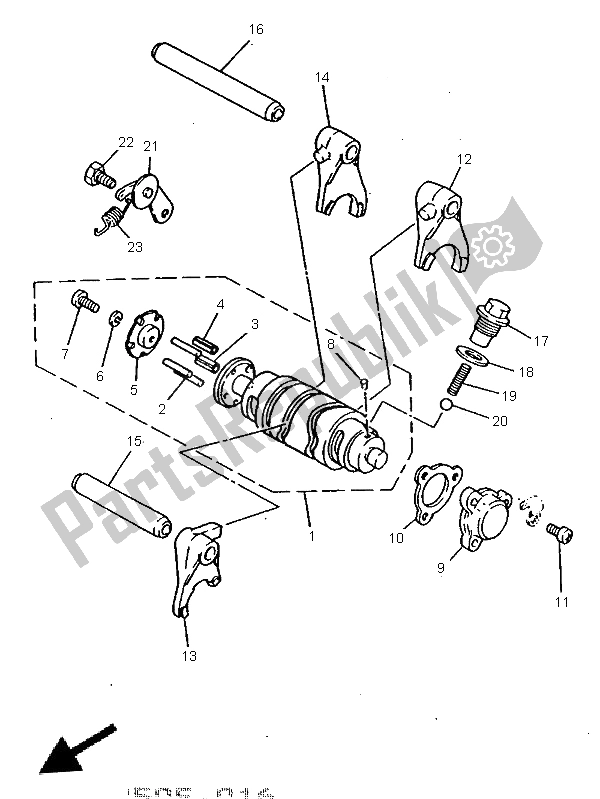 Wszystkie części do Krzywka Zmiany Biegów I Widelec Yamaha RX 100 1996