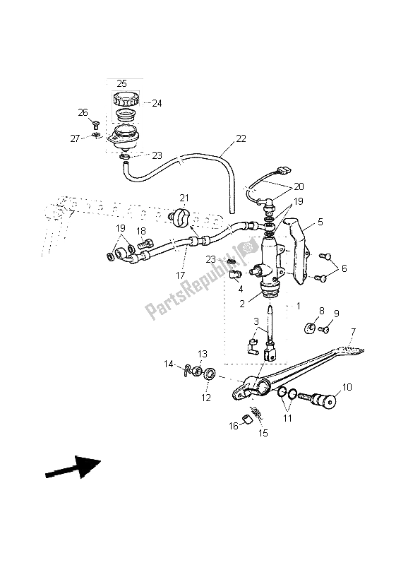 Toutes les pièces pour le Maître-cylindre Arrière du Yamaha BT 1100 Bulldog 2004