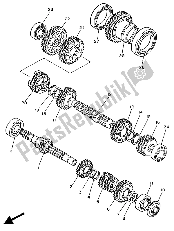 Toutes les pièces pour le Transmission du Yamaha XV 1000 SE Virago 1988