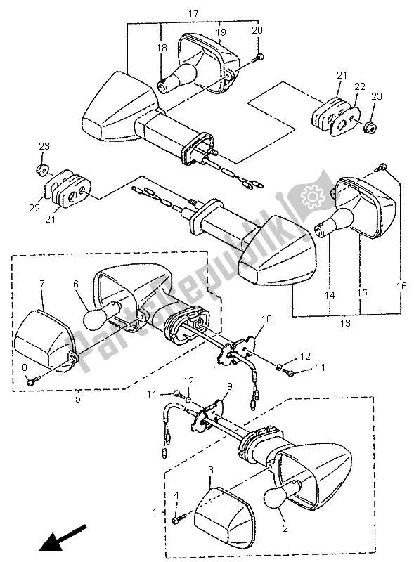 Toutes les pièces pour le Lumière Clignotante du Yamaha YZF 750 SP 1996